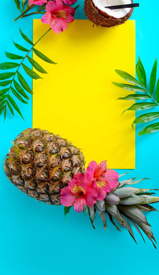 Summer season pineapple and coconut wallpaper