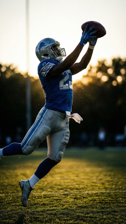 Player jumping for interception, backlit by sun creating high contrast silhouette
