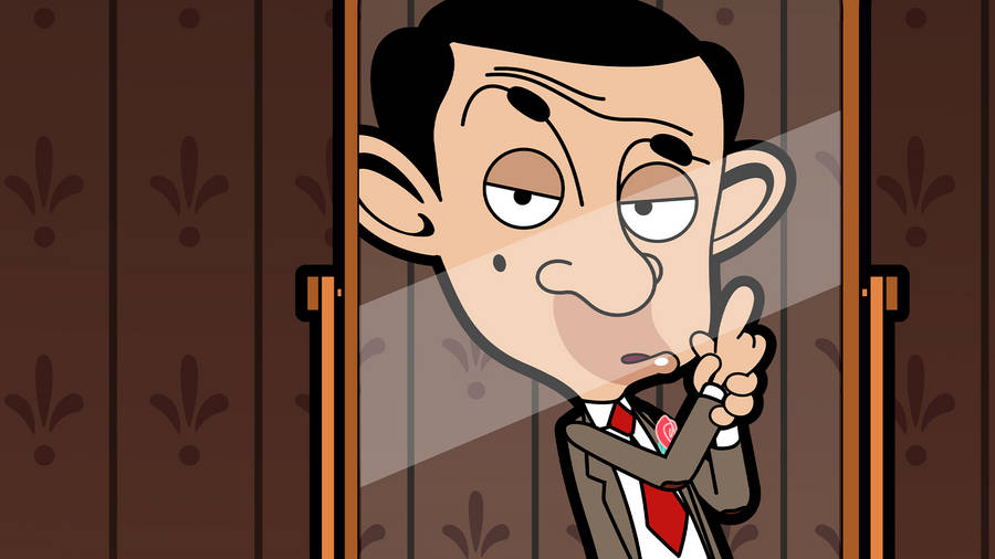 Download Super Spy Mr. Bean At Mirror Wallpaper | Wallpapers.com