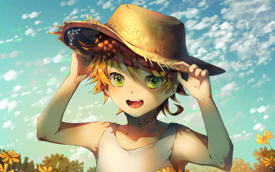 Emmade "The Promised Neverland" in uno sguardo intenso.