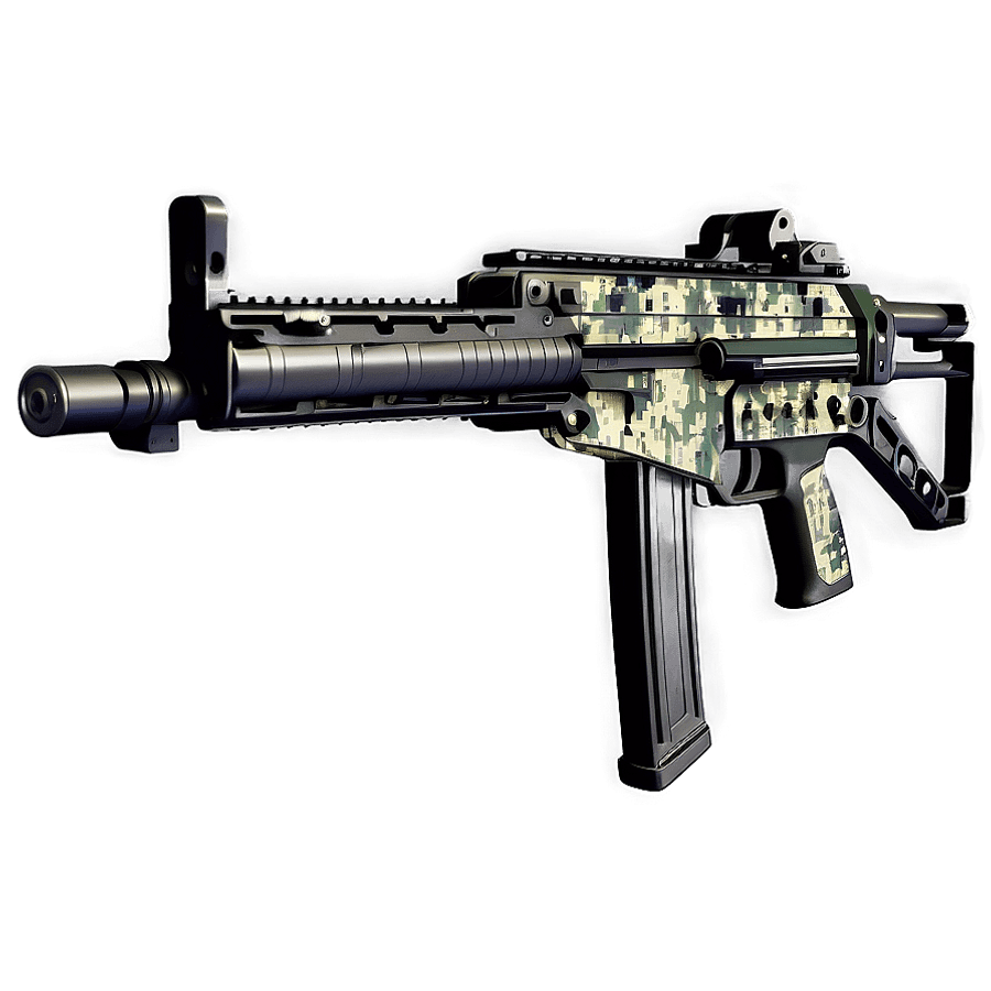 Digital Camo Machine Gun PNG 84