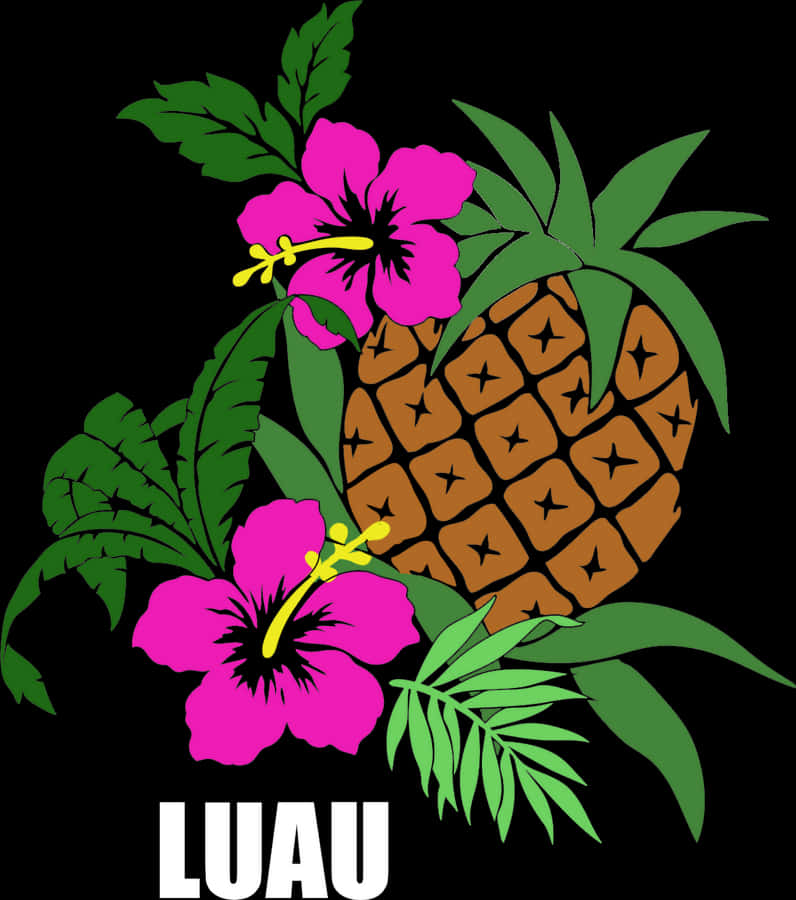 Einlebendiger Luau-Hintergrund mit tropischen Blumen.