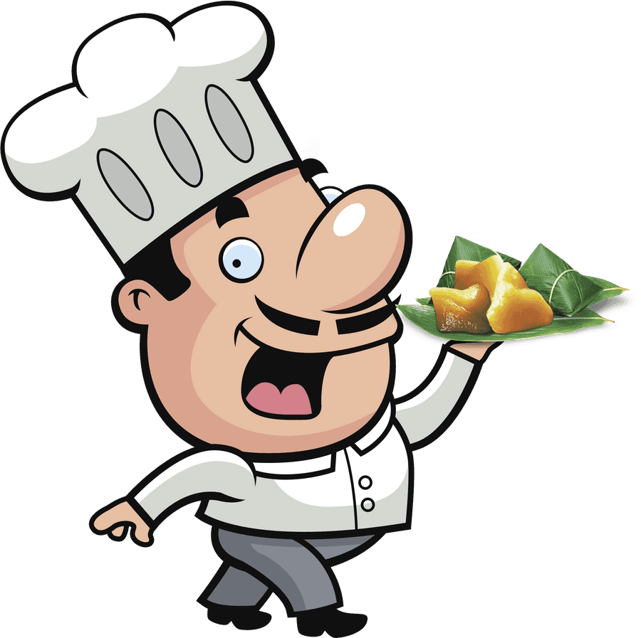 Cartoon Chef Serving Dish