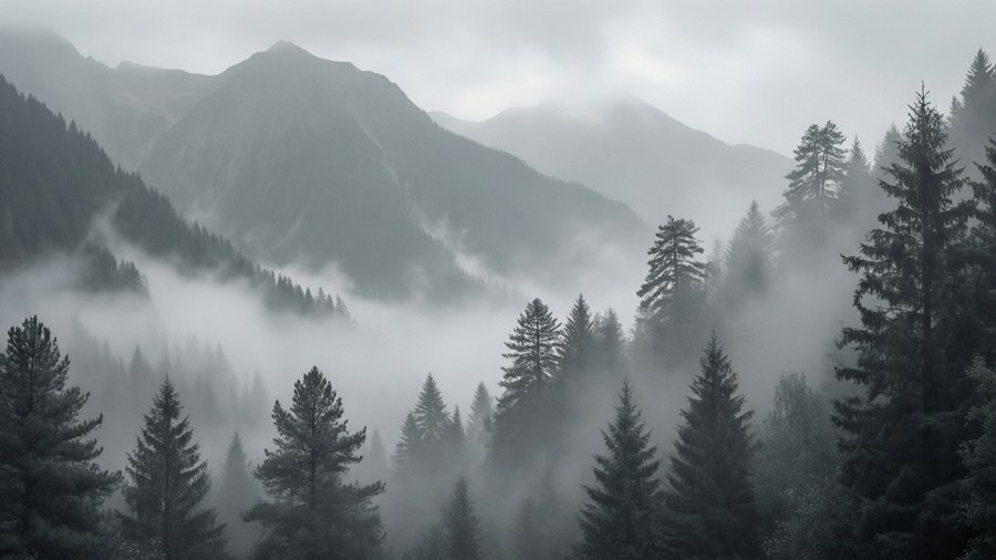 Tågede grå bjerge Wallpapers