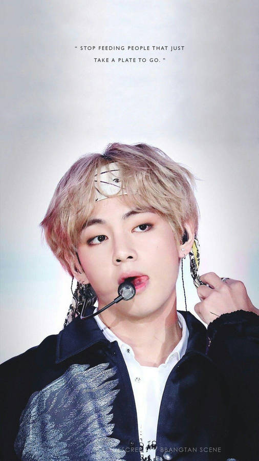 Download Taehyung Cute Wearing Lapel Mic Wallpaper | Wallpapers.com