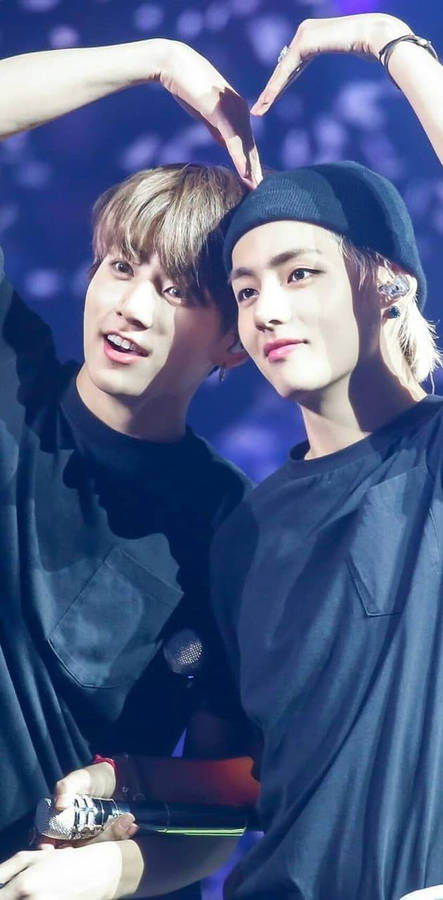 Download Taekook Bts Heart Pose Wallpaper