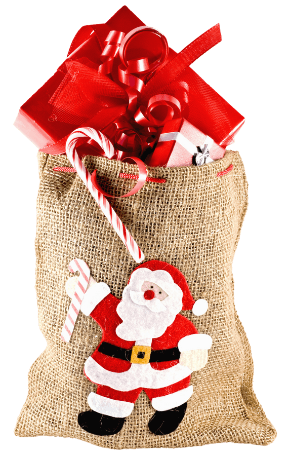Christmas Santa Sackwith Giftsand Candy Cane.png