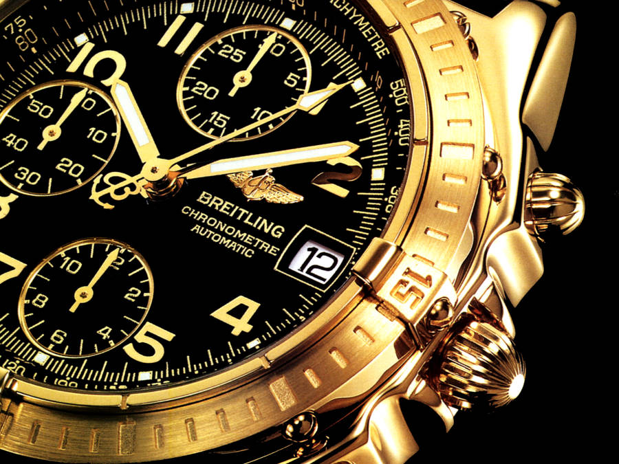 Fundode Tela do Relógio Breitling Dourado.