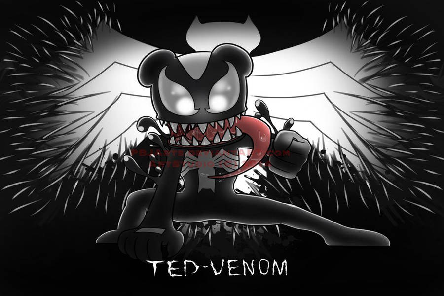 Ted Bear as the marvel comics character Venom wallpaper.