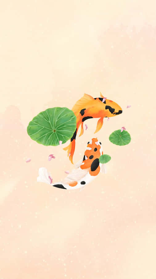 Elegant Koi Fisk Bland Liljor