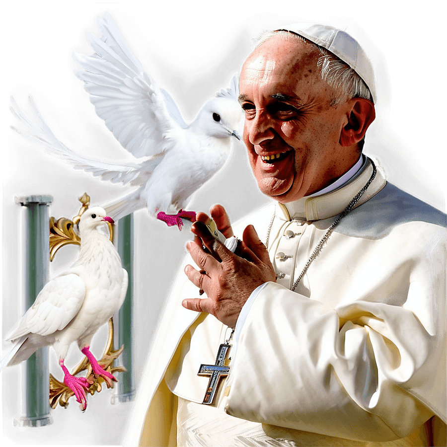 Pope with Dove of Peace PNG mms