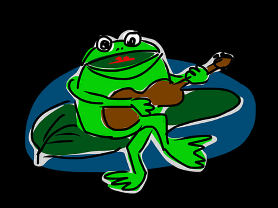 Cartoon Frog Playing Guitar
