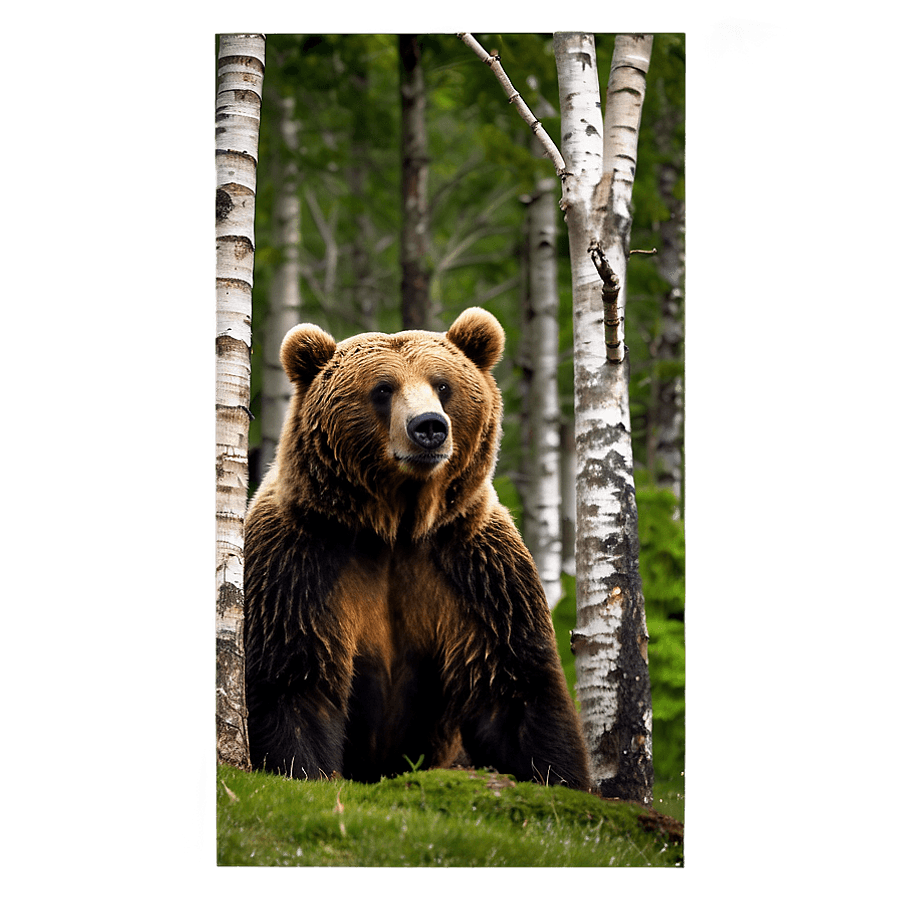 Brown Bear Under Trees PNG 25