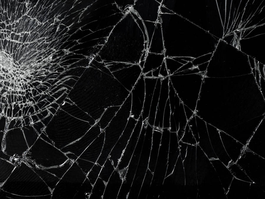 Download Thick Cracks Broken Black Computer Screen Wallpaper ...