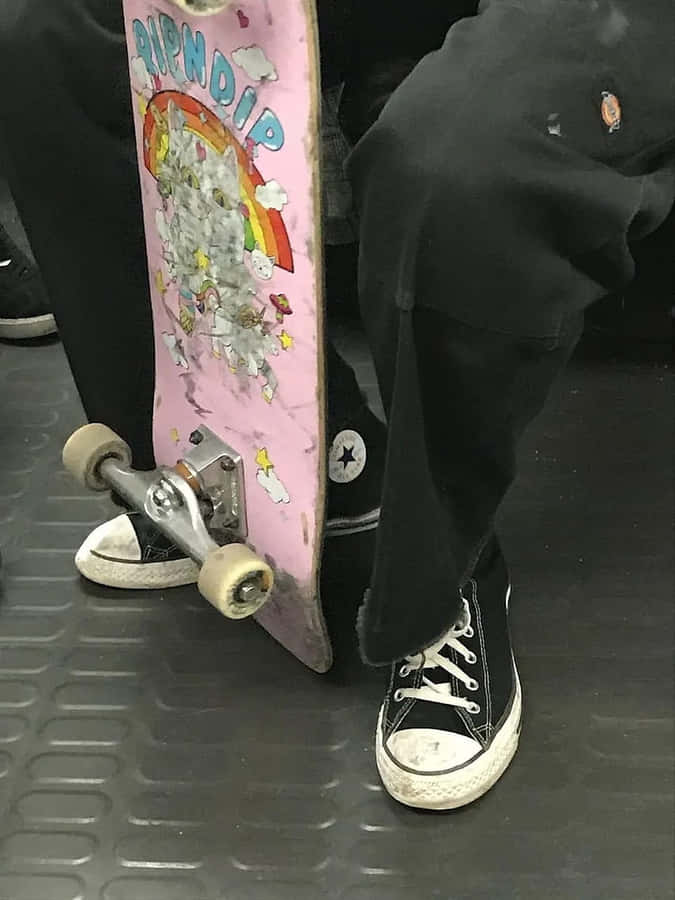 Estética Grunge de Skater com Skate e Tênis