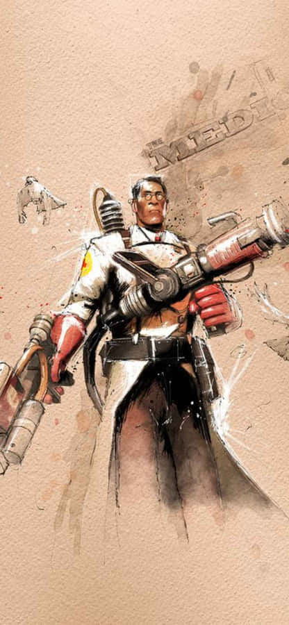 Medic karakterdesign Portræt Iphone Xs Max Team Fortress 2 Baggrund