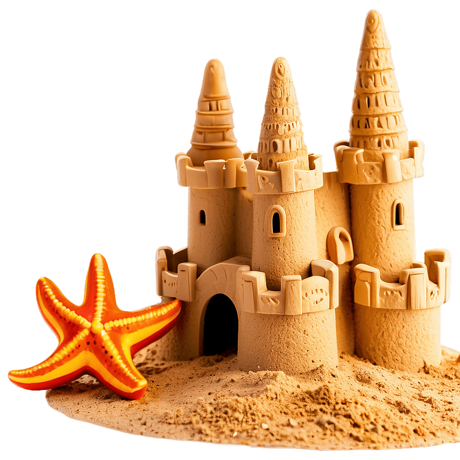 Sand Castle with Starfish PNG 05252024