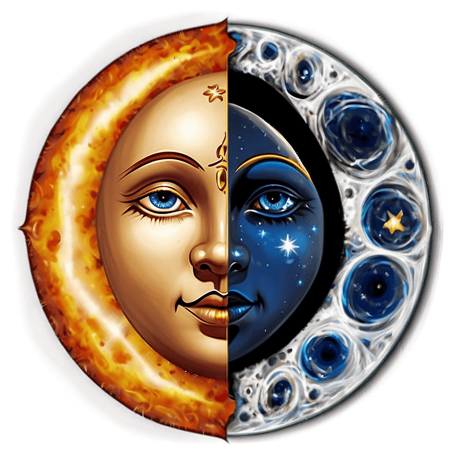 Sun and Moon Zodiac Sign PNG evc