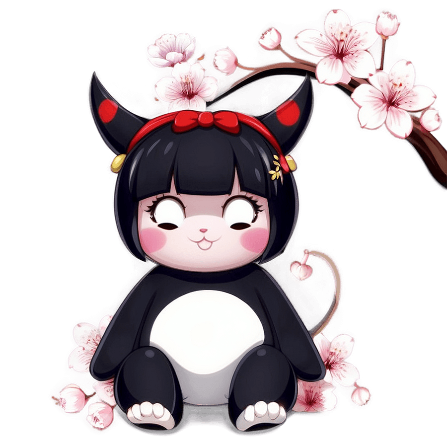Kuromi and Cherry Blossoms PNG 06112024