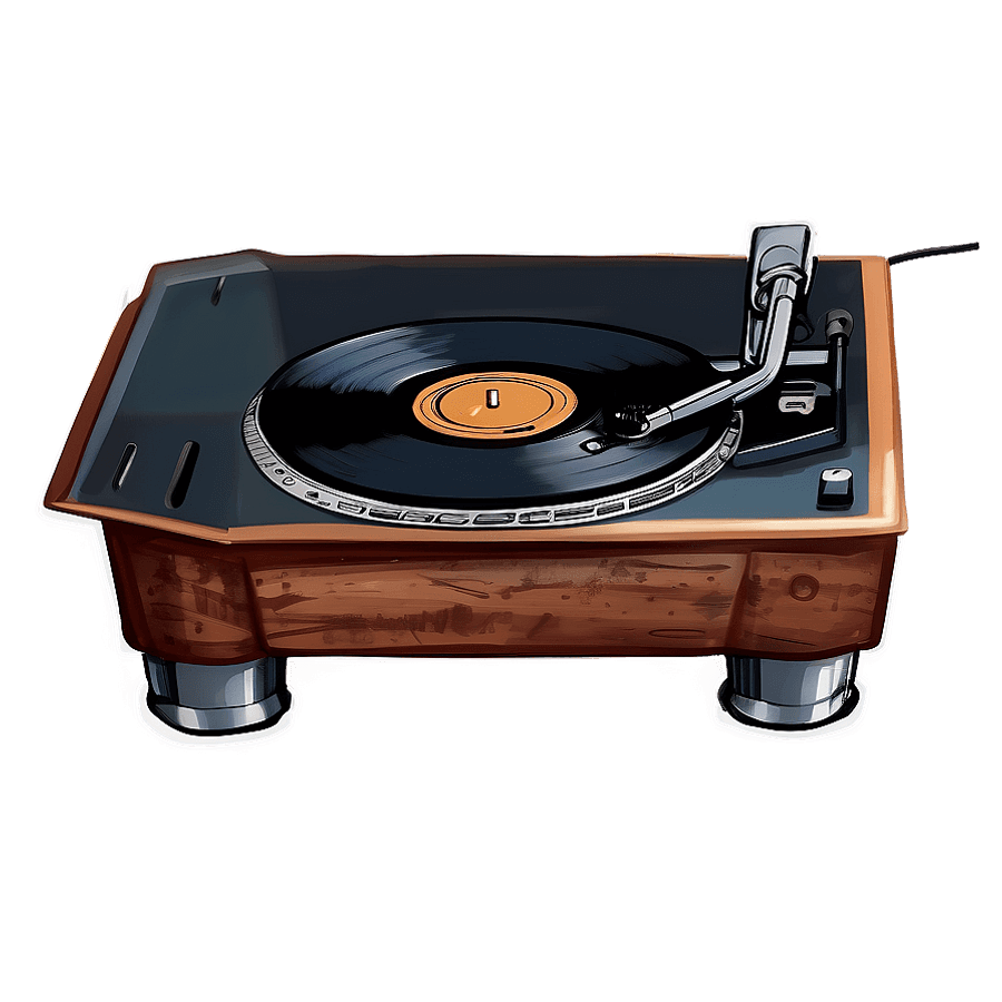 Detailed Record Player Sketch PNG vvp