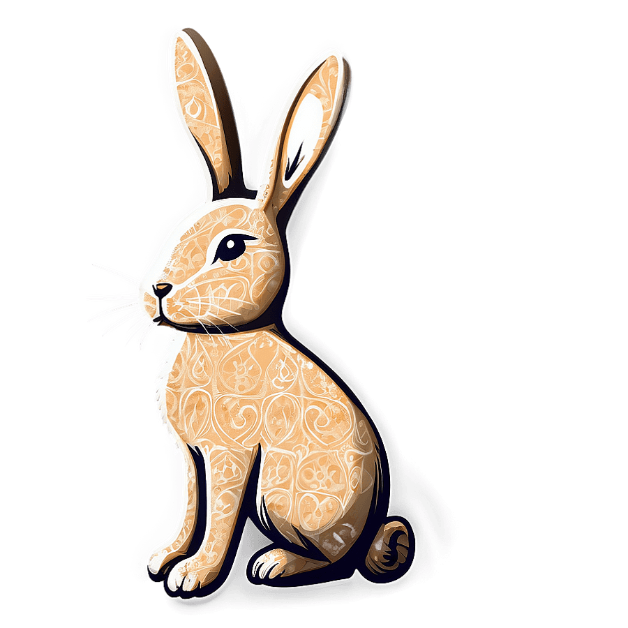 Elegant Bunny Doodle PNG 06242024