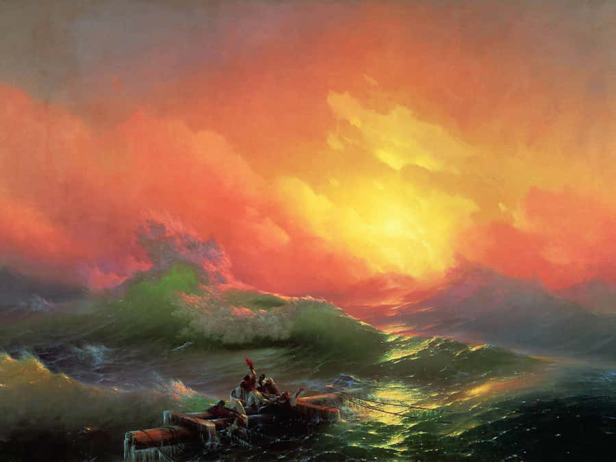 Planode Fundo Pintura Admirável Nona Onda