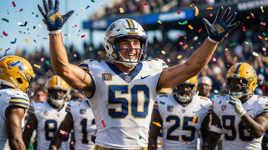 Drew Lock celebrating a score with confetti