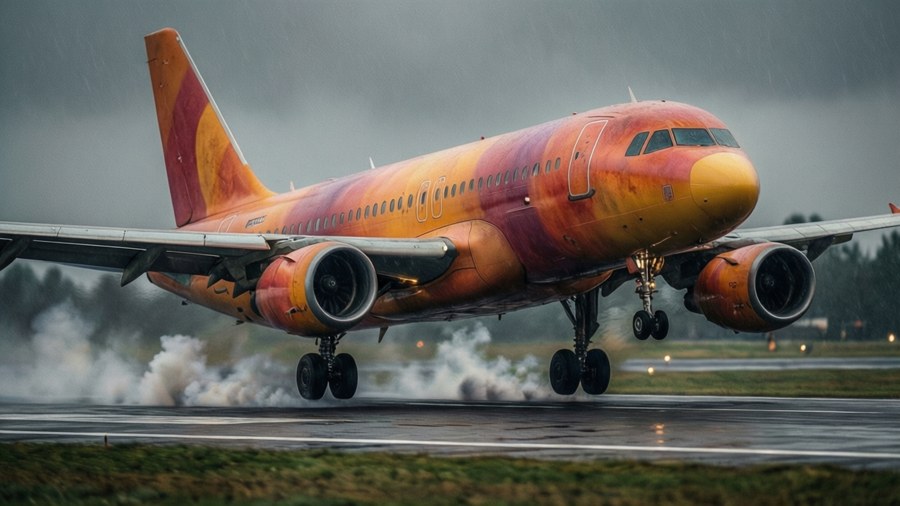 Peach Aviation plane landing on runway