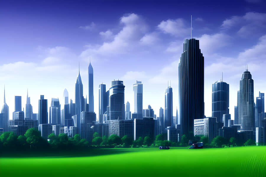 Futuristische Stadtlandschaft Illustration