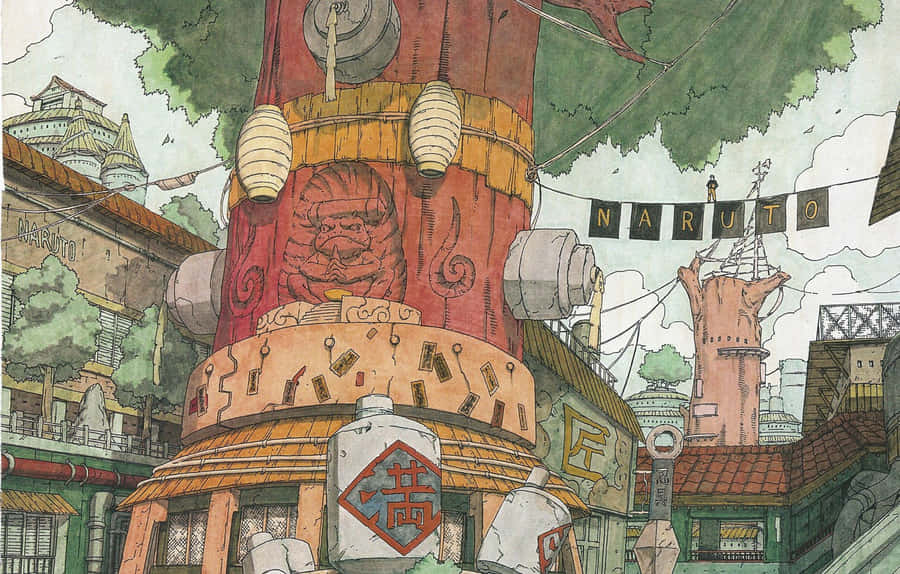 Dieikonische Konoha-Landschaft, Heimat der weltberühmten Ninjas.