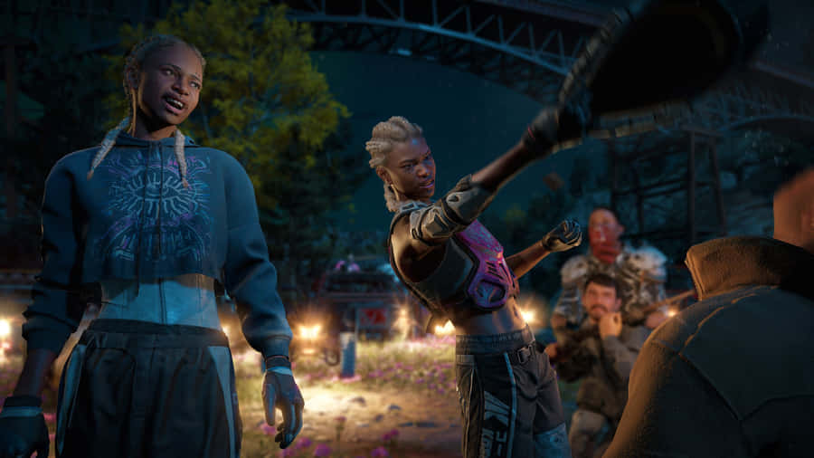 Fundode tela de Far Cry New Dawn em 1440p com personagens fictícios.