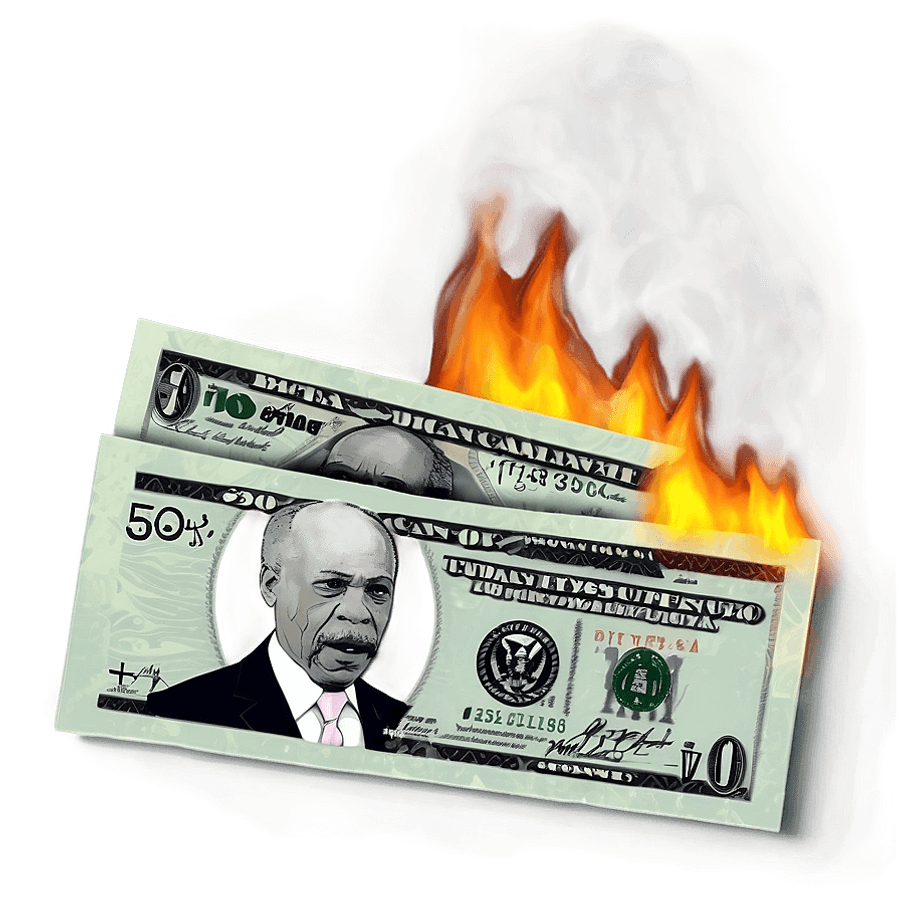 Fiery Burning Bills PNG 06242024