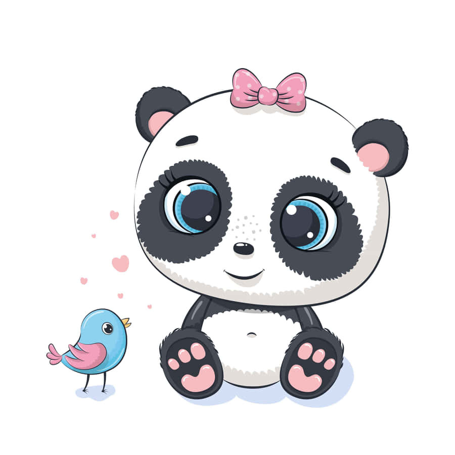 Søt Tegneserie Jente Panda