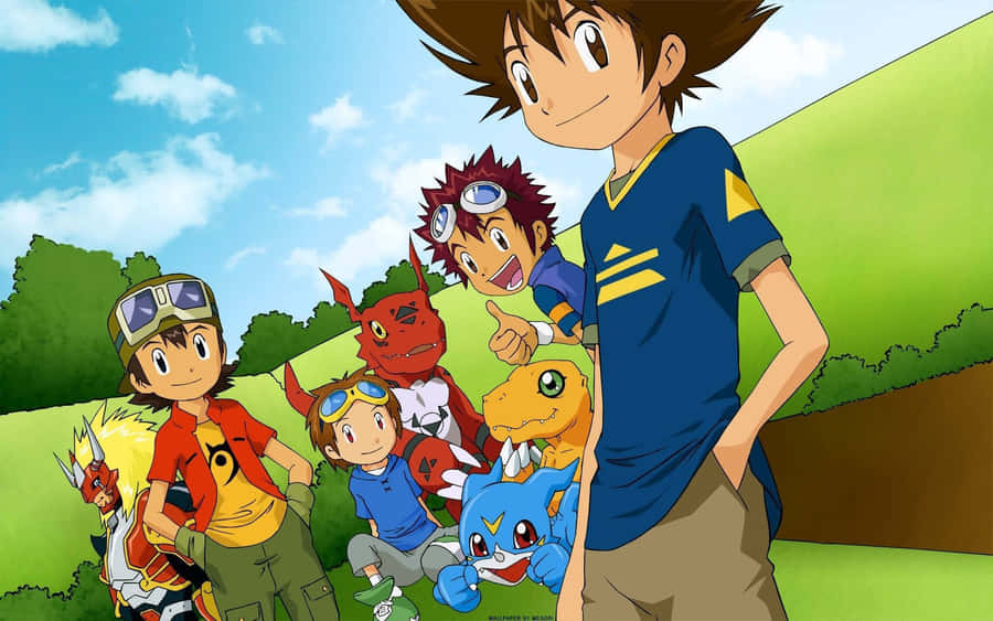 Grupo de Digimon Adventure com Agumon