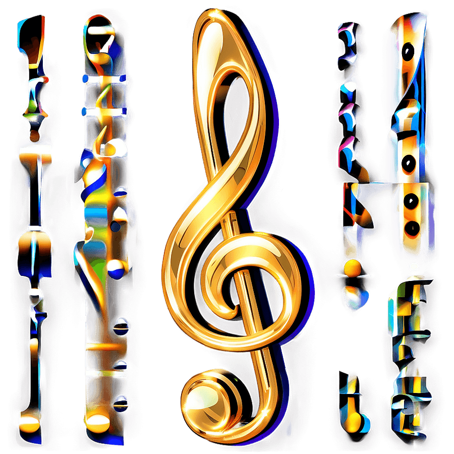 Golden Musical Note PNG 51