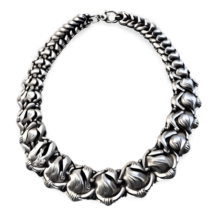 Vintage Silver Necklace PNG 06282024