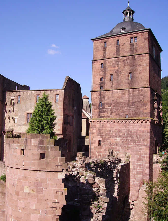 Ruínasdo Castelo de Heidelberg de perto.