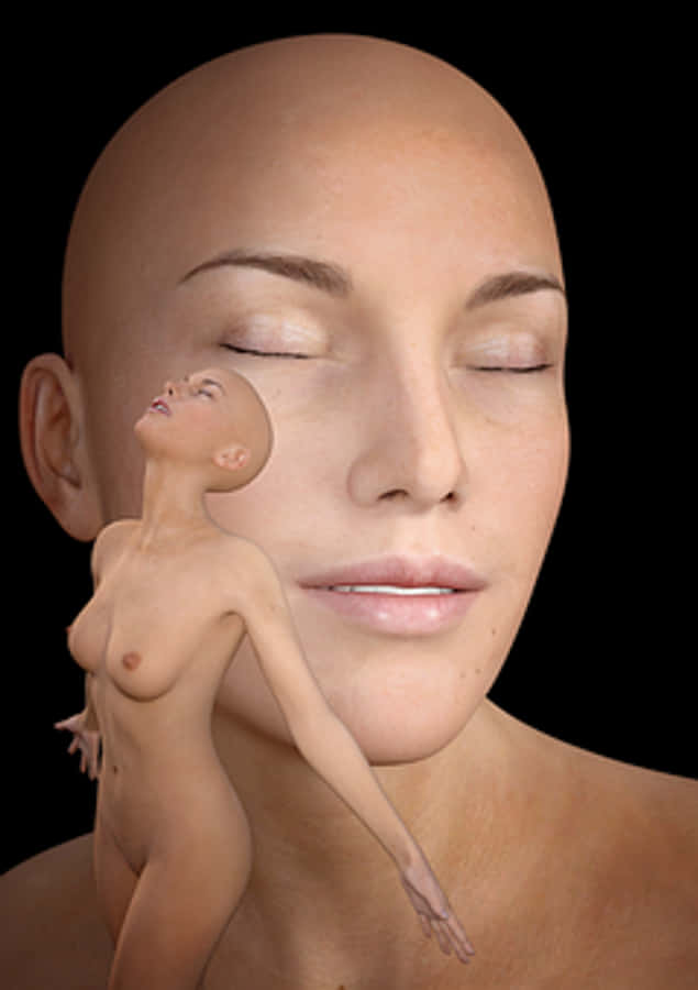 Surreal Female Portraitwith Miniature Figure