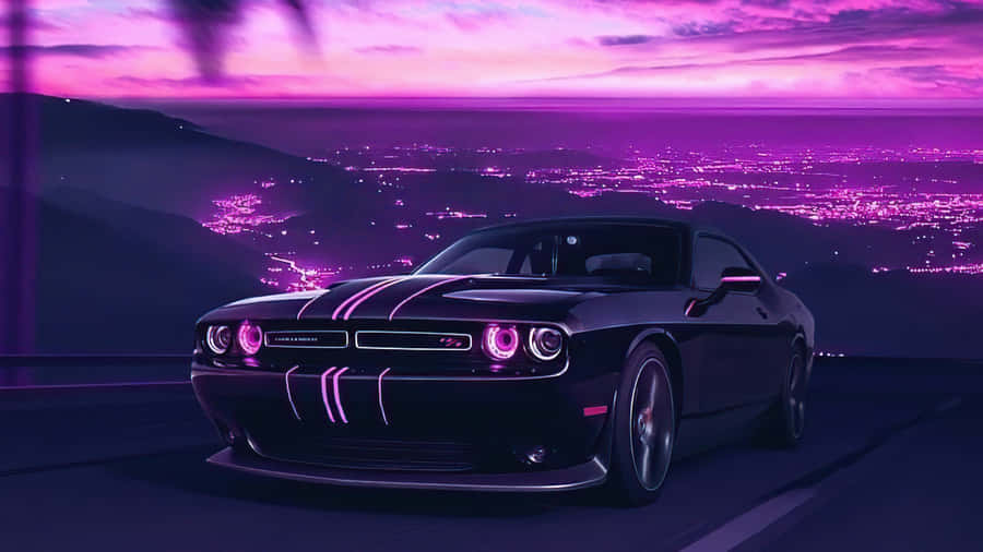 Vaporwave Dodge Challenger 4K UHD