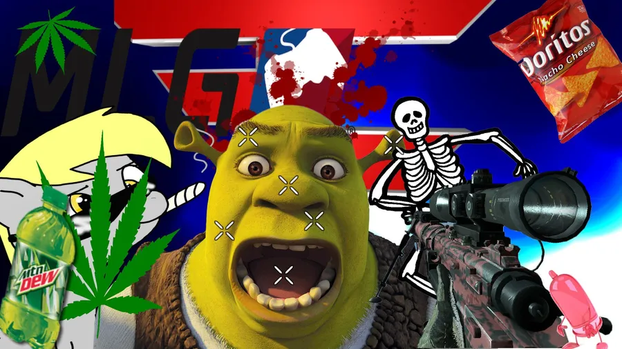 Shrek with a gaping mouth dank meme wallpaper.