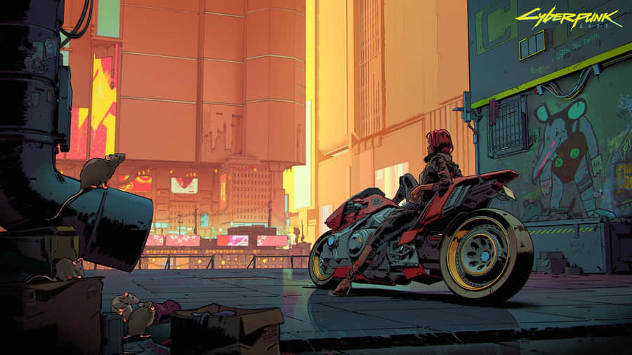 Cyberpunk Anime Stadtlandschaft