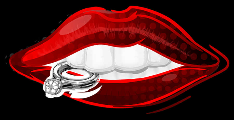 Red Lipswith Diamond Ring