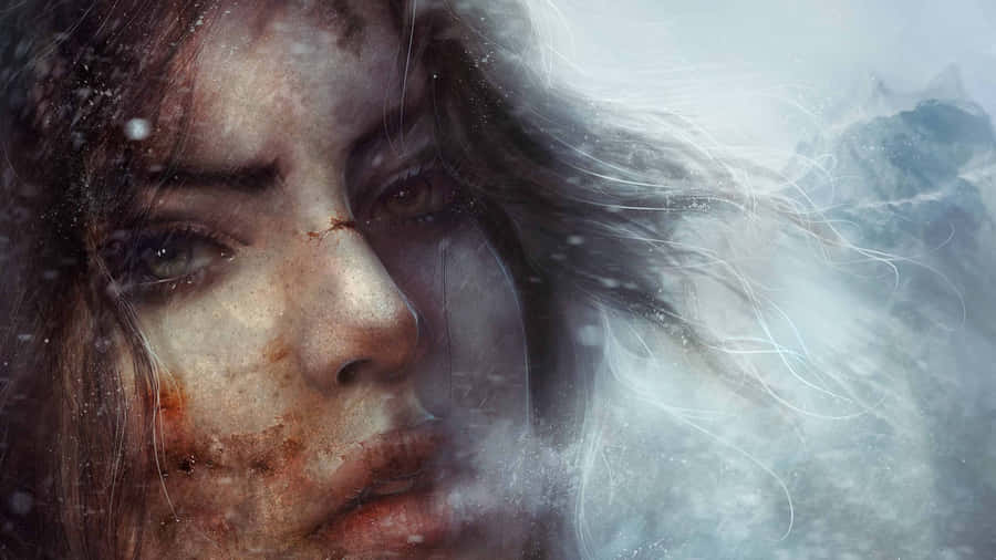Retrato Intenso de Lara Croft Sobrevivente