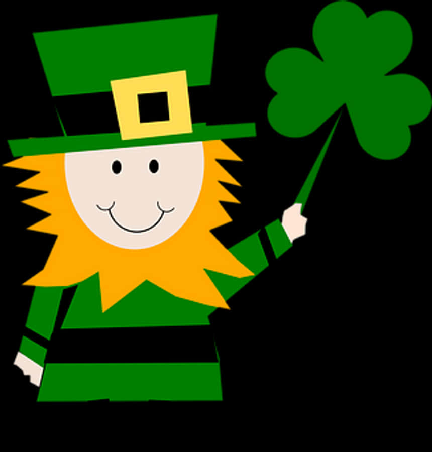 Leprechaun Cartoon Holding Clover