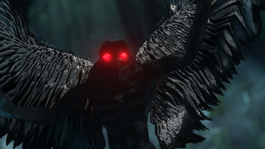 Mothman Kreatur mit roten Augen