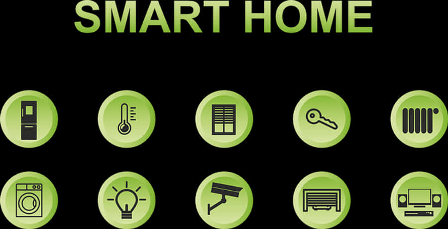 Smart Home Icons Green Background
