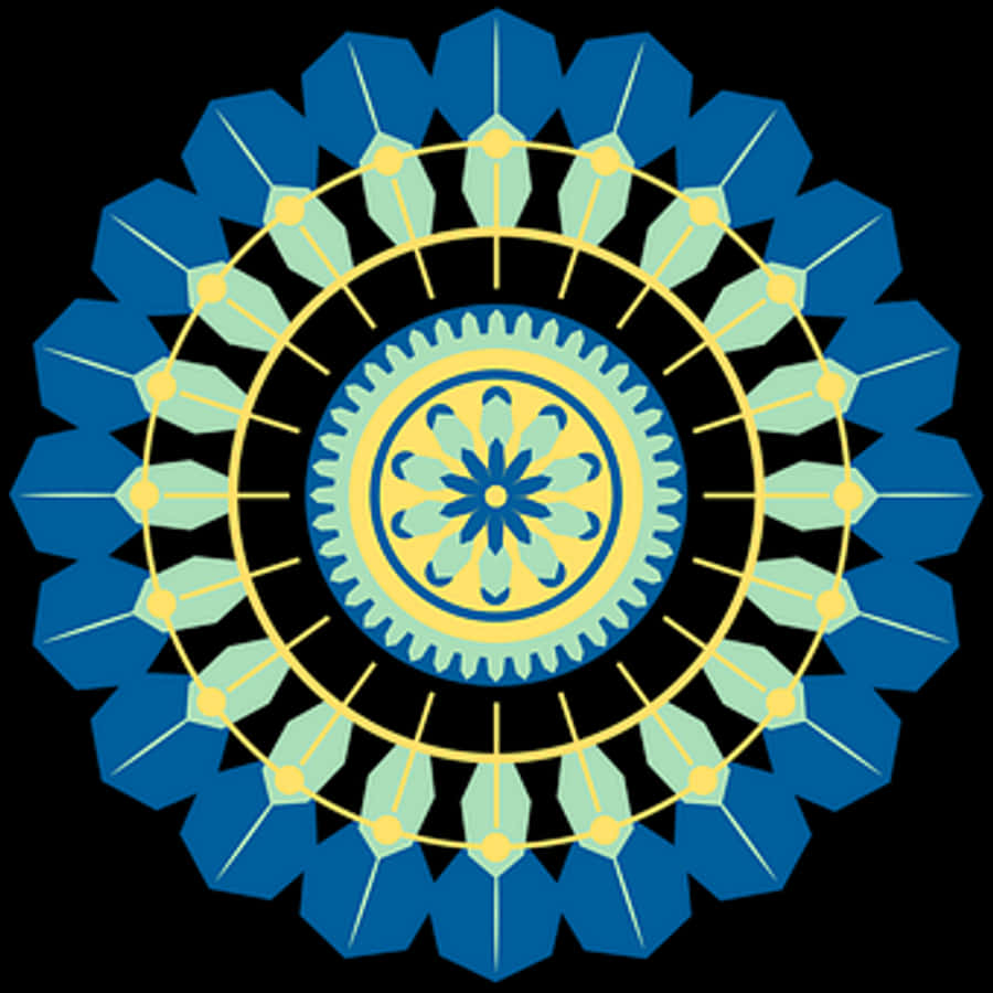 Intricate Blue Gold Mandala Art