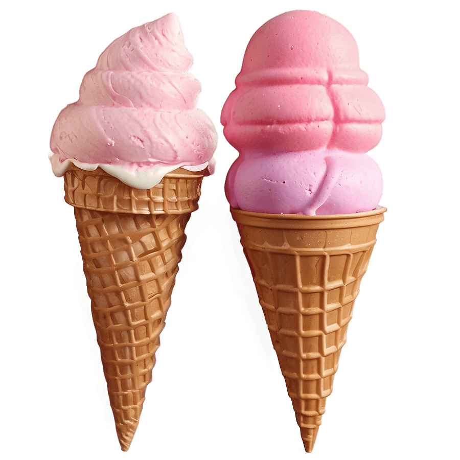 Pink Aesthetic Ice Cream Cone PNG 06112024