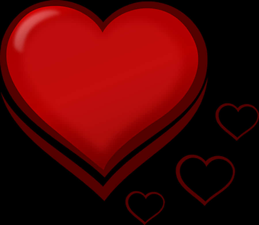 Red Hearts Black Background