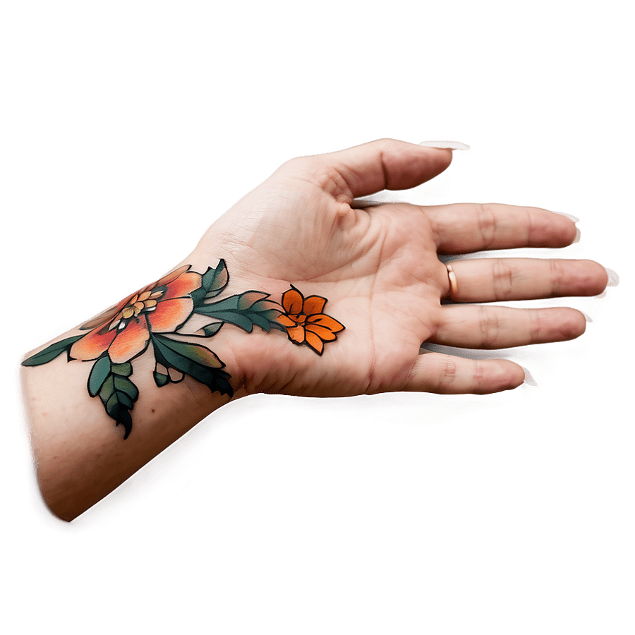 Floral Hand Tattoo PNG 06252024